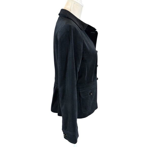 Talbots Grace Velvet Velour Blazer Women's Size 12P Black Peplum Back Career - Picture 12 of 13